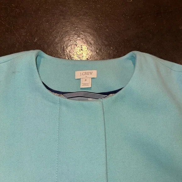 J Crew Womens Collarless Dress Coat Wool Blend Jacket Pockets Size 8 - Picture 6 of 8